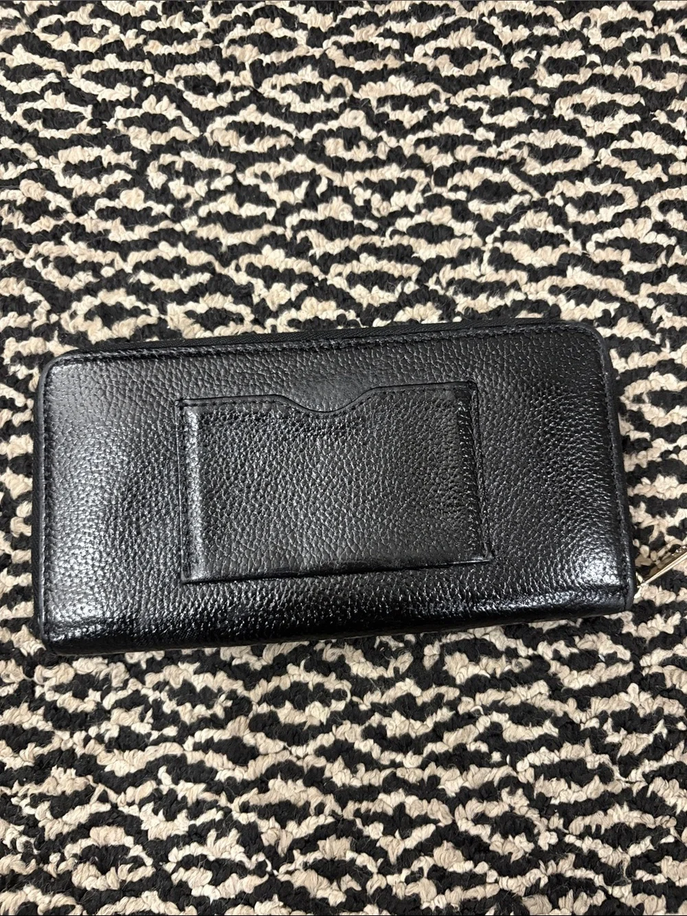 Draper James Black Pebbled Leather Zip-Around Wallet